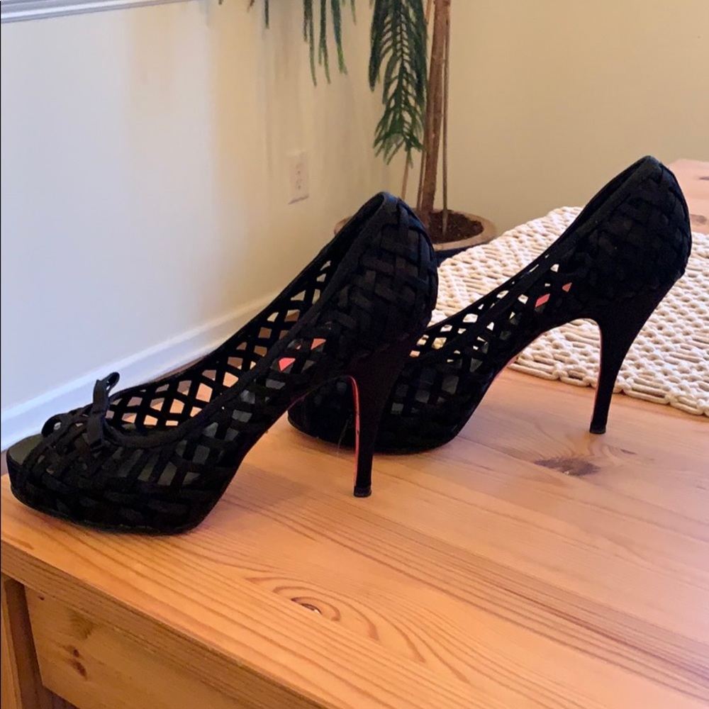 Betsey Johnson satin cage peep toe pumps